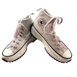 Converse Run Star Hike Leather Shearling Hi Platform Boots White Women's 7.5